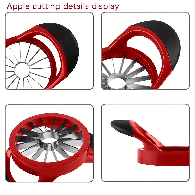 Apple Slicer and Corer in Red, Manual Fruit Cutting Tool for Compatible Apples and Pears, Kitchen Prep Accessory for Snacks and Family Fruit Platters