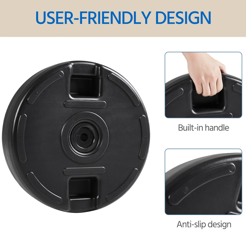 Fillable Patio Umbrella Base with 38mm Opening, Round Plastic Stand for Water or Sand Ballast with Built-In Handle for Garden and Lawn Shade Setups