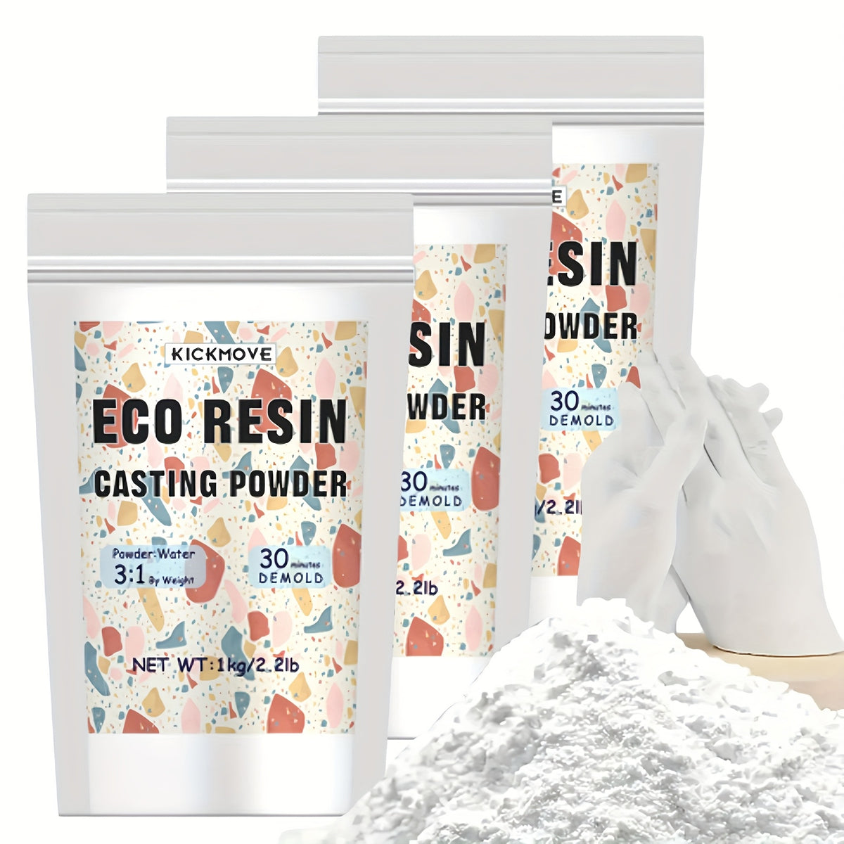 Water-Activated Casting Powder 3000g in White, Plaster-Style Craft Material for Home Art Projects, Decorative Mold Casting and DIY Handmade Gift Designs