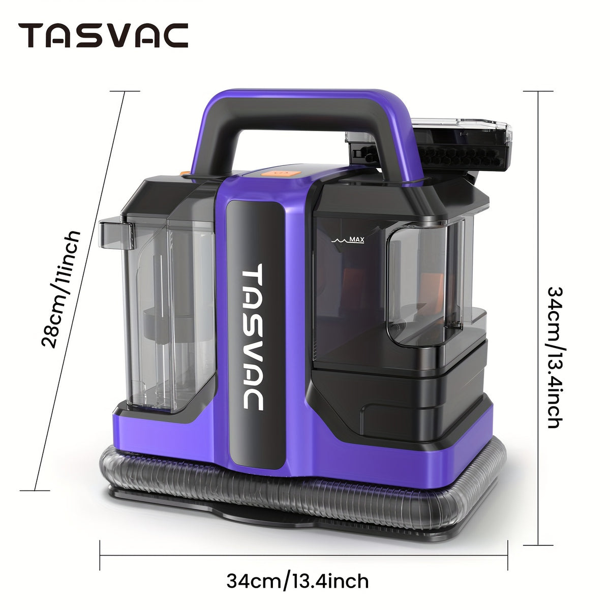 Pet Stain Carpet Cleaner with 20,000Pa Suction, Portable Spot and Stain Remover Machine with 2 Brushes, Cleaning Formula and Long Hose for Carpet, Upholstery, Couch, Stairs and Car Seats, Purple