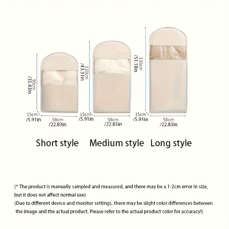 Hanging Compression Garment Storage Bags with Listed See-Through Design and Zipper, Small, Medium or Large Labels in Beige or Pink for Winter Wardrobe Organization