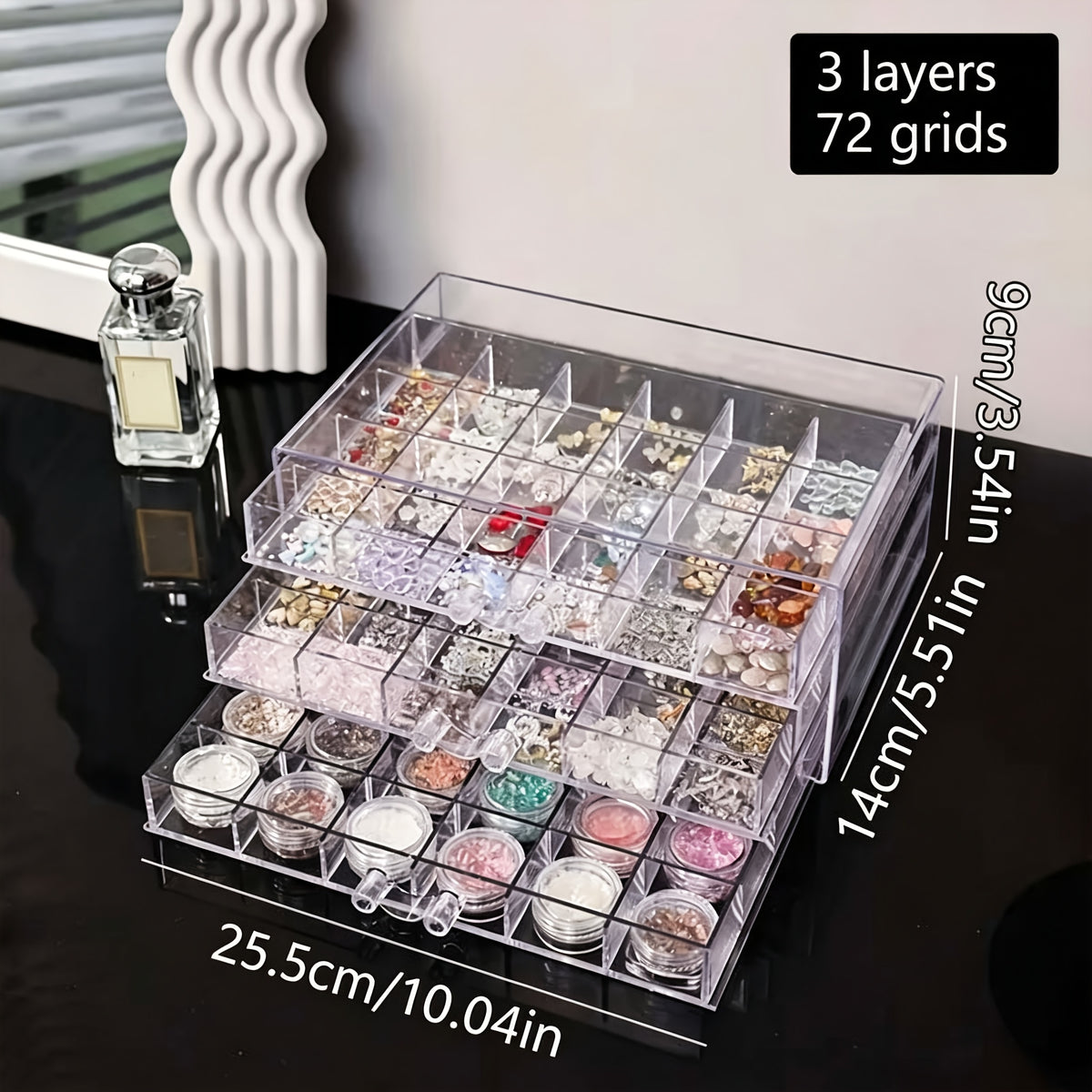 120-Compartment Jewelry Organizer Box with Five Clear Layers, Acrylic Storage for Earrings, Rings and Small Accessories on Bedroom Dressers and Vanities