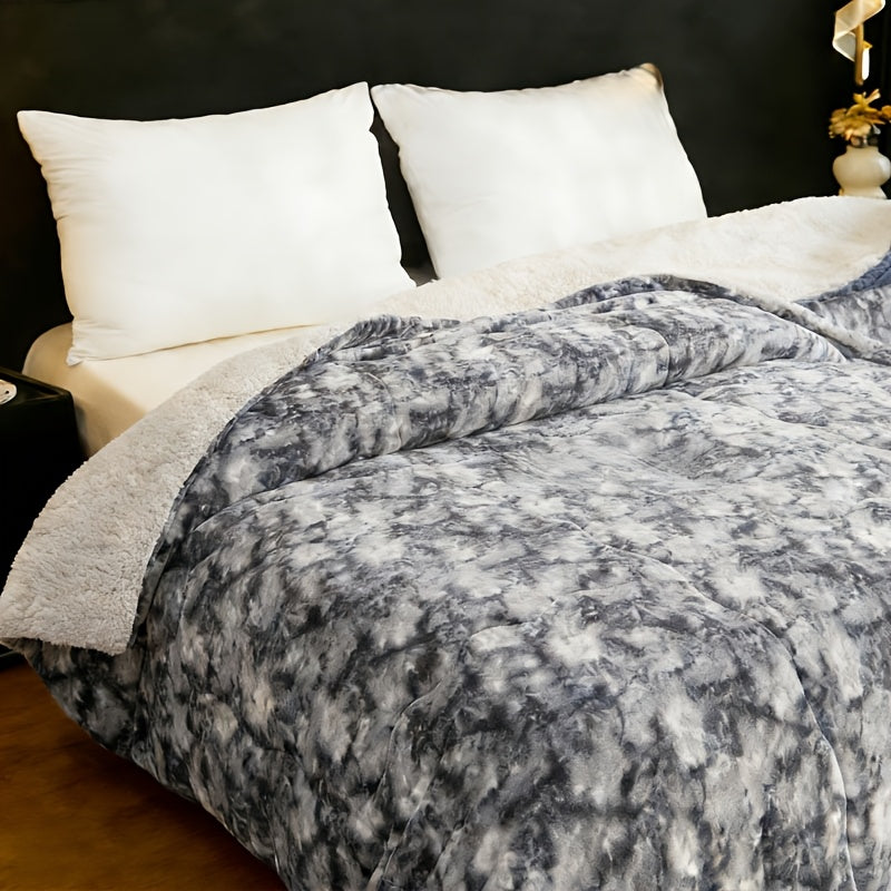 Sherpa Fleece Blanket with Listed Reversible Plush Microfiber Design, Twin XL, Full, Queen and King Options for Sofa Lounging and Cozy Bedroom Layering
