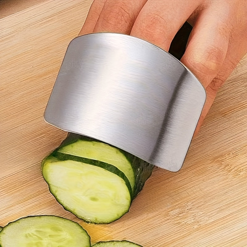 Finger Guard for Cutting Vegetables, Stainless Steel Kitchen Knife Shield with Non-Slip Grip for Home Cooks and Chef or Paring Knife Food Prep, 1 Piece