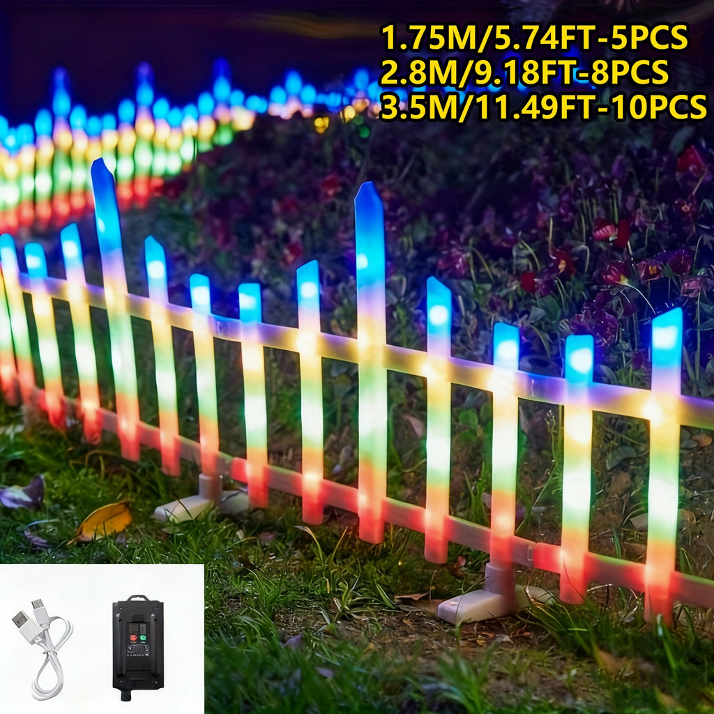 Warm Color Solar Decorative Lights, 8-Piece Pack with 110.24-Inch Size Label for Outdoor Garden, Fence, Lawn and Pathway Accents or Seasonal Holiday Displays