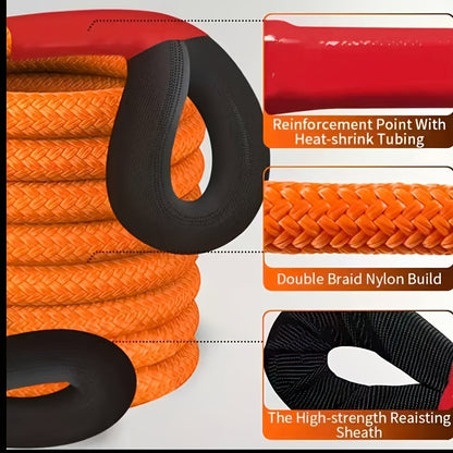Nylon Tow Rope Kit with Two Steel U-Shaped Hooks and Storage Bag, Listed 16.4-Foot Length in Three Model Options for Compatible Vehicle Equipment