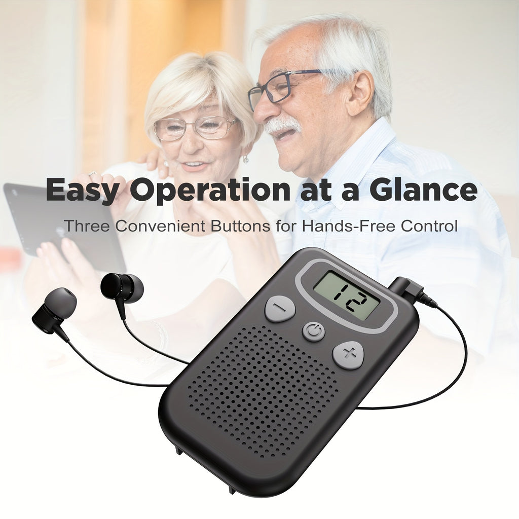 JINGHAO Personal Sound Amplifier in Black with Adjustable Volume, Pocket-Style PSAP Listening Device for Adults Comparing Everyday Sound Amplification Options