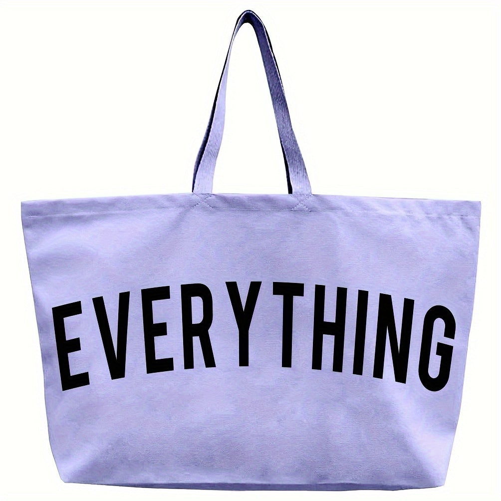 Letter Print Canvas Tote Bag for Women, Large-Capacity Top-Handle Shopping and Commuter Handbag in Multiple Colors for Everyday Errands