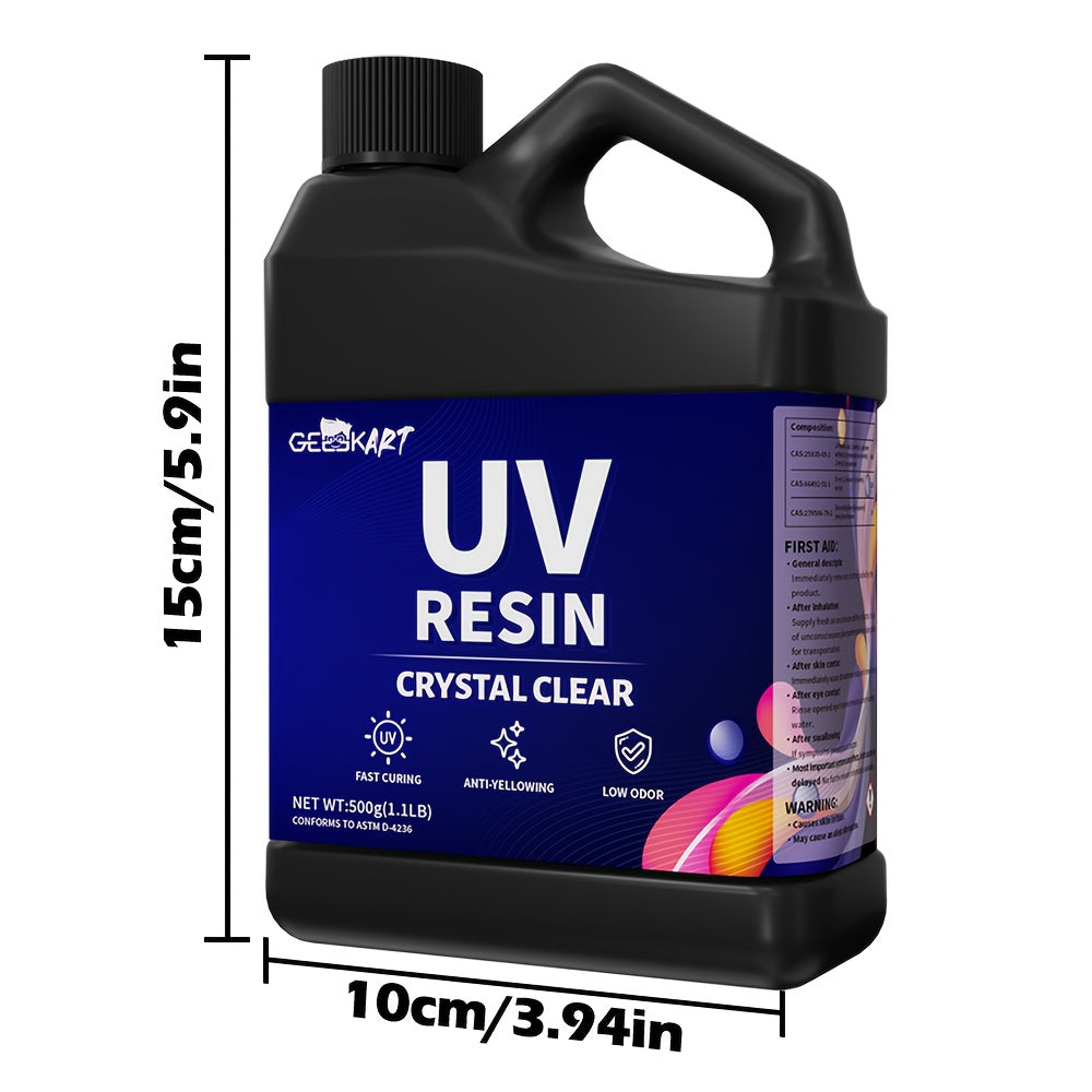 UV Craft Resin in Clear Hard-Type Formula, 500g, 2.2LB or 4.41LB Options for Light-Curing Jewelry Making, Handmade Charms and Decorative Hobby Projects