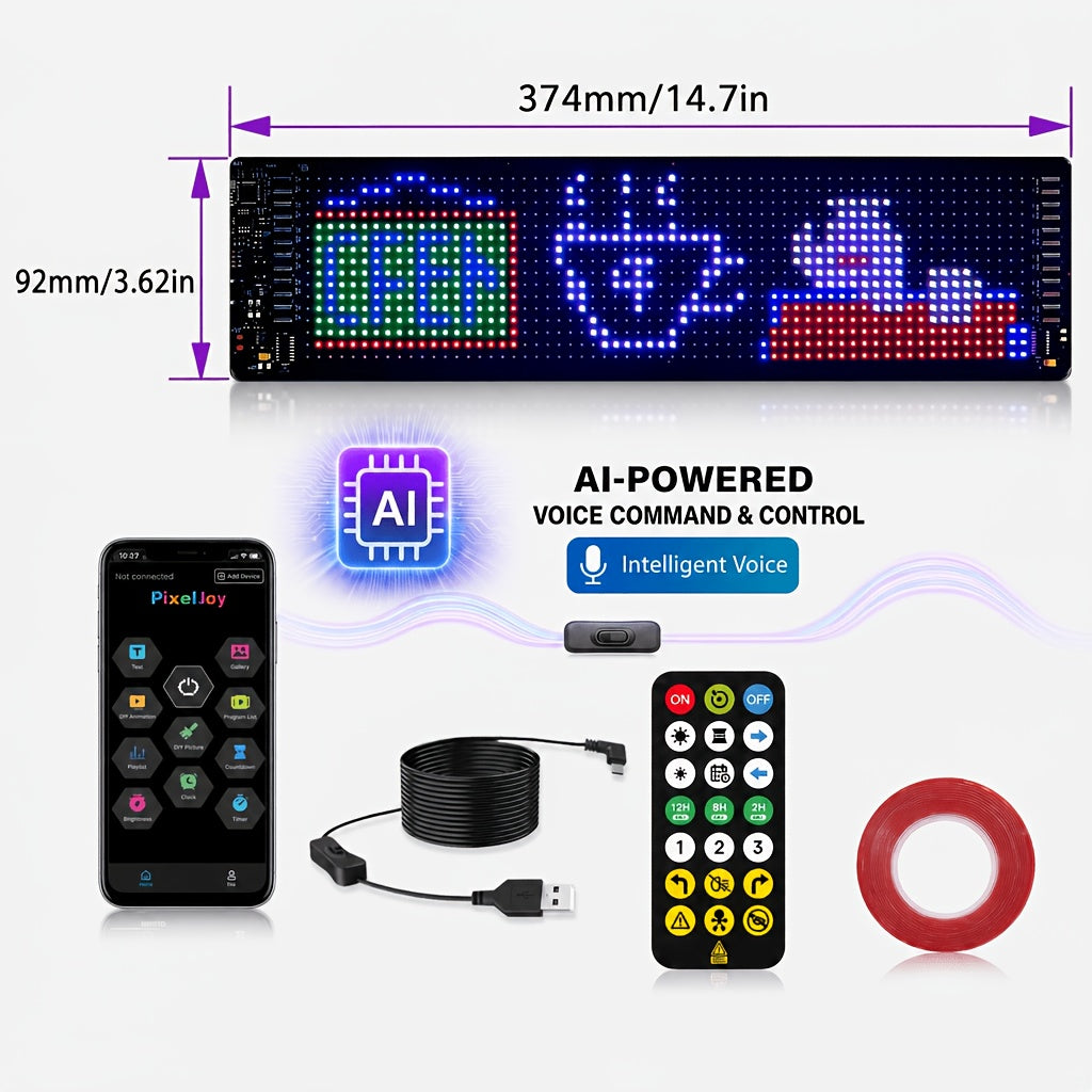 Pixel LED Soft Screen Light with App and Remote Control, Programmable Animation, Text and Expression Display in Two Sizes for Room and Holiday Decor