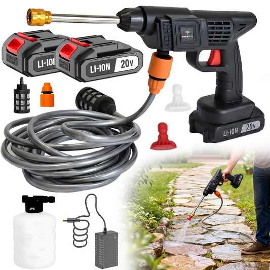 Rechargeable Cleaning Water Gun with Listed 20V Power, One or Two Battery and Upgrade Options, Handheld Spray Tool for Compatible Car Cleaning and Garden Tasks
