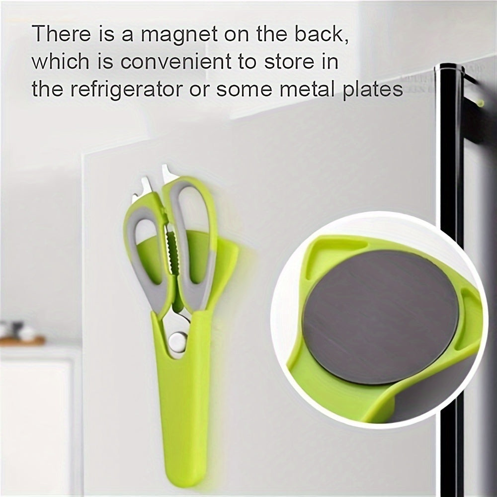 Detachable Kitchen Shears with Magnetic Holder, 7-in-1 Stainless Steel Food Scissors for Meat and Fish Prep, Bottle Opening and Everyday Home Cooking