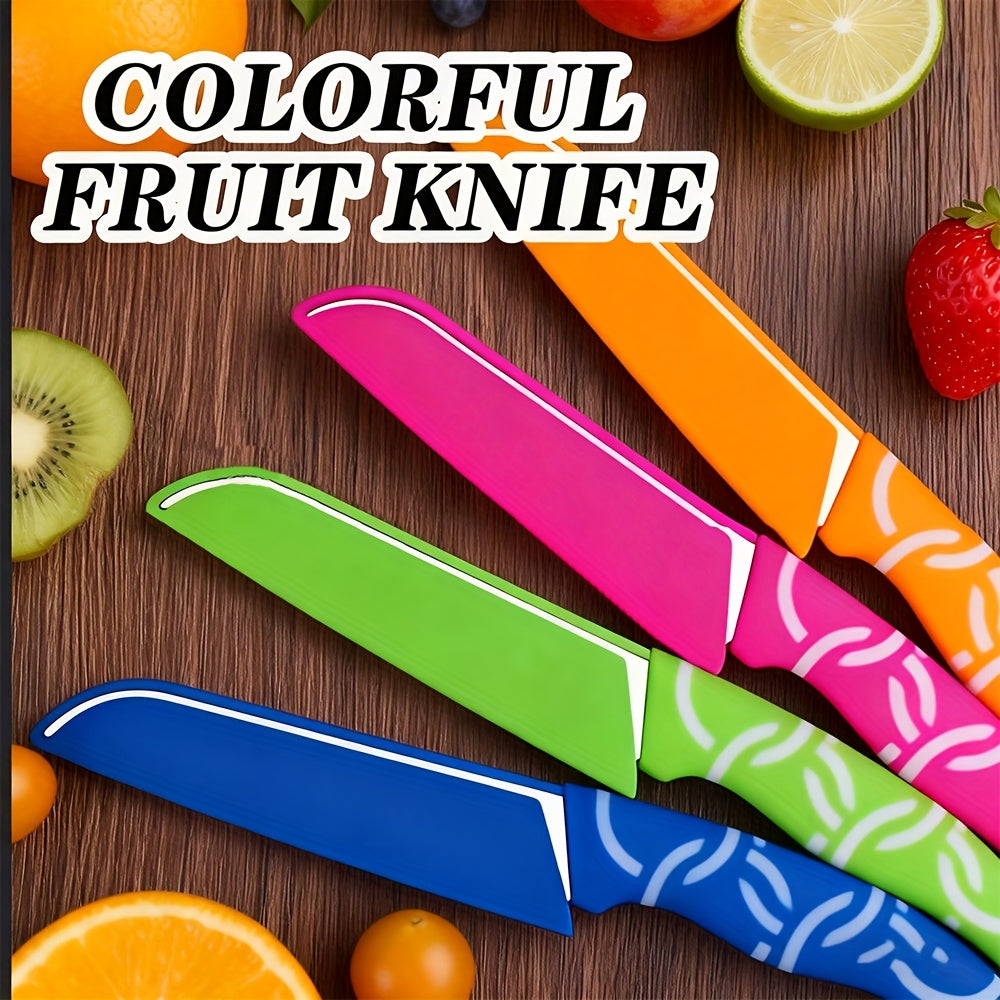 Fruit Paring Knife Set with Polished Stainless Steel Blades and Silicone Handles, Red Green and Yellow Peeling Knives with Listed 3-Piece Options