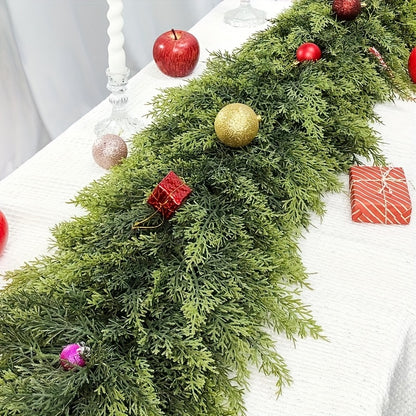 Norfolk Pine Garland by HMASYO, 6 FT Green Artificial Christmas Greenery with Listed 105 Branches and Real Touch Styling for Mantel and Table Displays