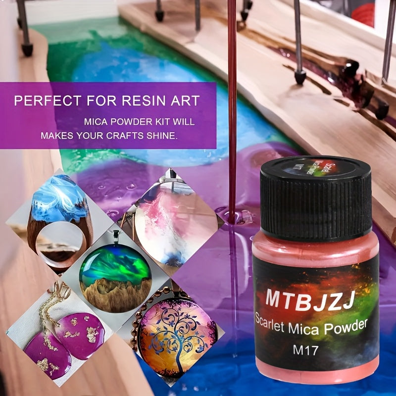 Resin Casting Color Powder Set with Listed 28 Mixed Colors for Compatible Resin Craft Projects, Decorative Jewelry Coloring and Adult DIY Design Practice