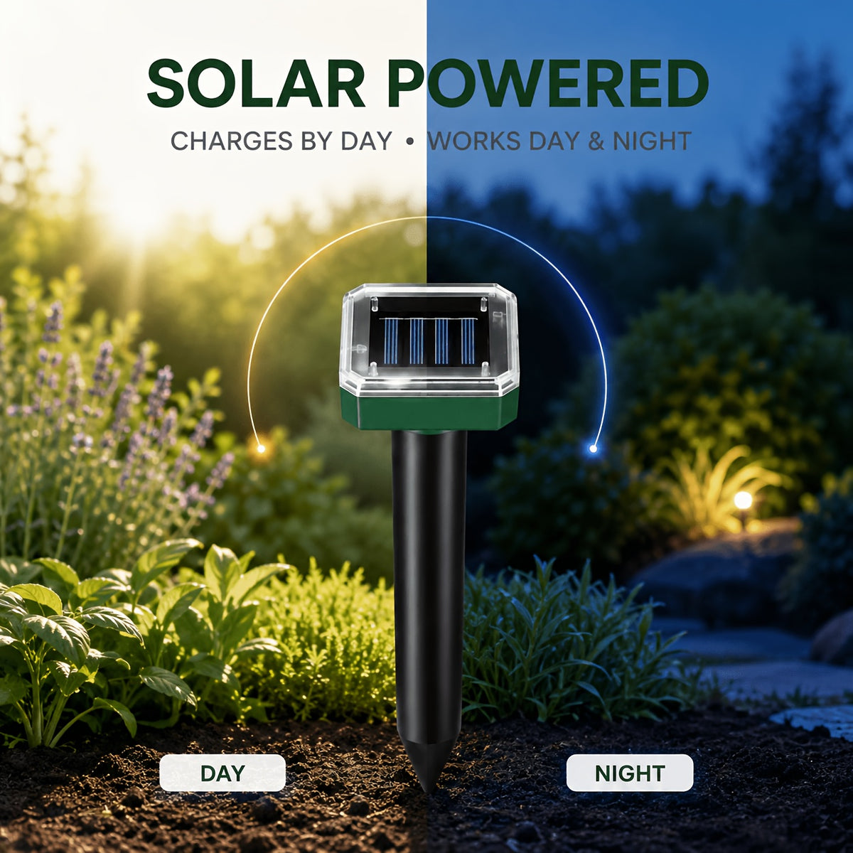 Solar Garden Rodent Repeller with Listed Sound and Vibration Functions, Outdoor Yard Deterrent in Round, Hexagonal and Multi-Pack Options for Lawn Care