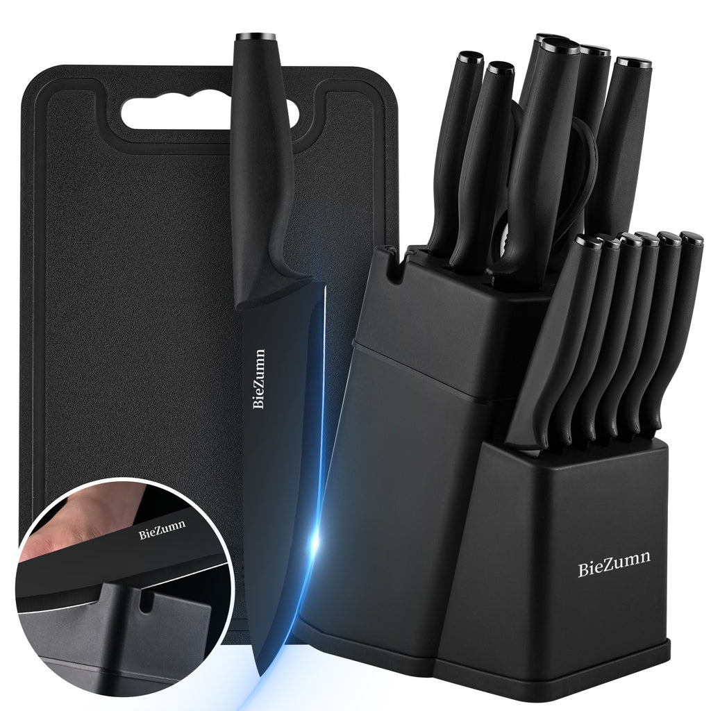 Black Cooking Knife Set with Fruit Knife Small Set or Stainless Steel Kitchen Large Set Options for Slicing, Dicing and Everyday Home Meal Preparation