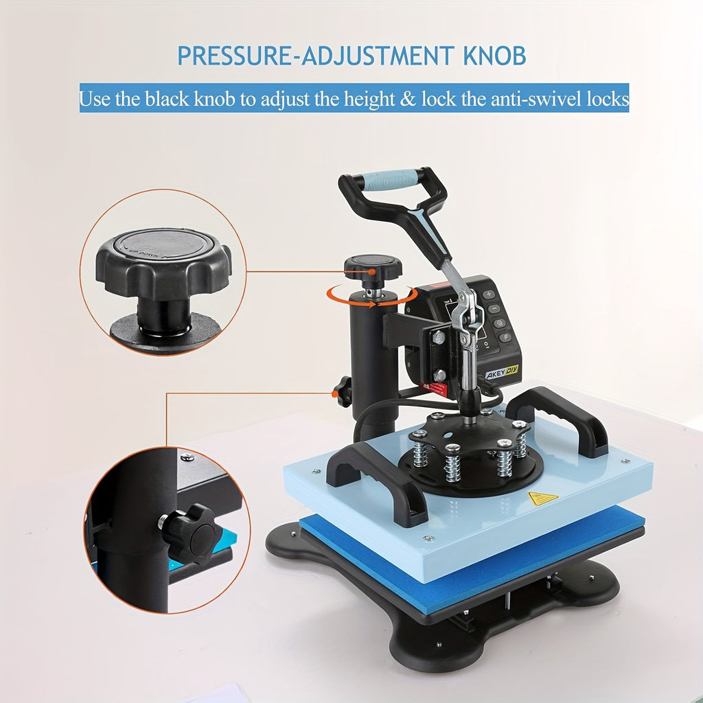 Combo Heat Press Machine with 5-in-1 or 8-in-1 Attachment Sets, 15x15 and 15x12 Inch Options or 12x10 Inch Textile-Only Press for DIY Customization