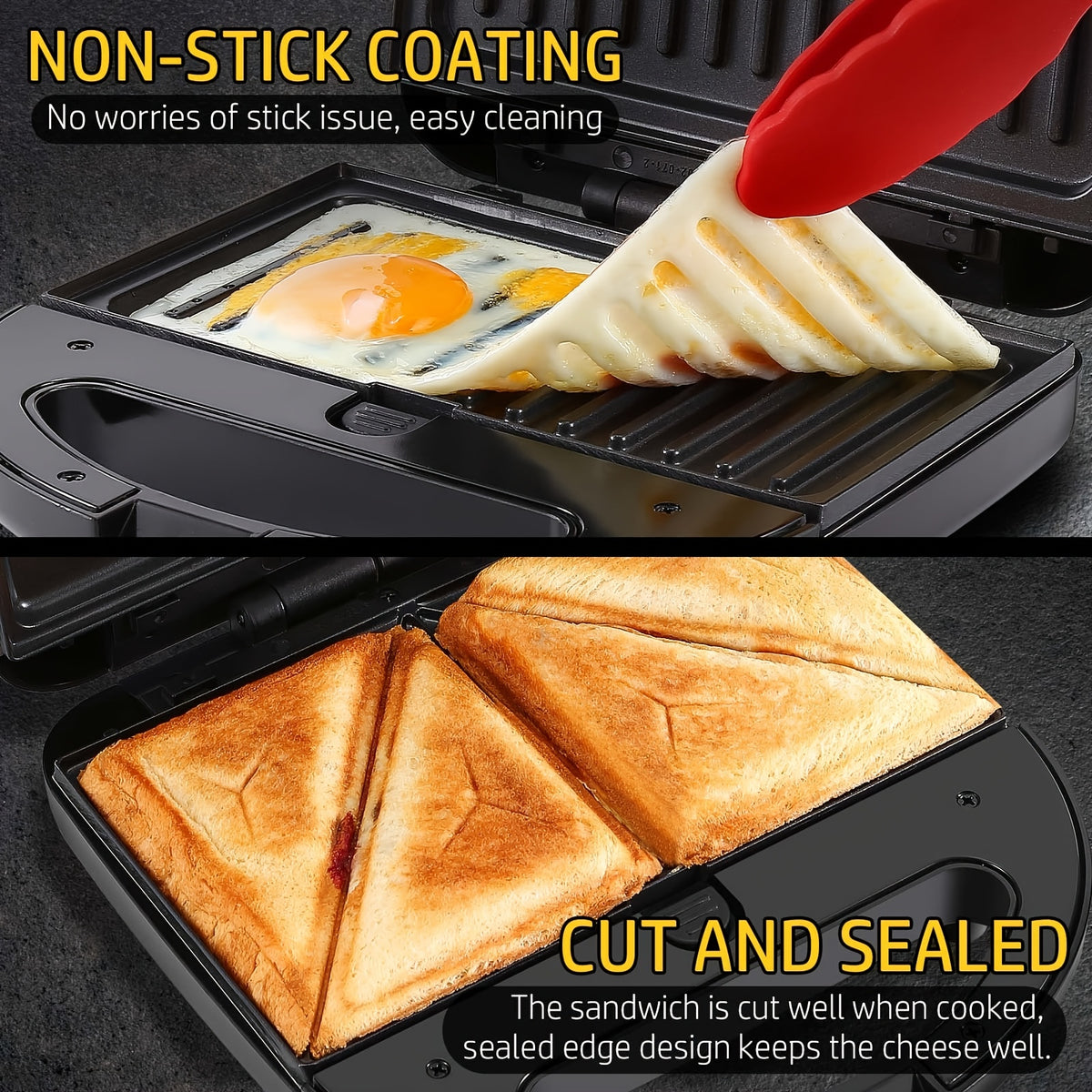 Interchangeable Plate Sandwich Maker by OSTBA, Black 750W 3-in-1 Panini Press and Waffle Iron with Three Removable Nonstick Plate Sets for Home Breakfasts