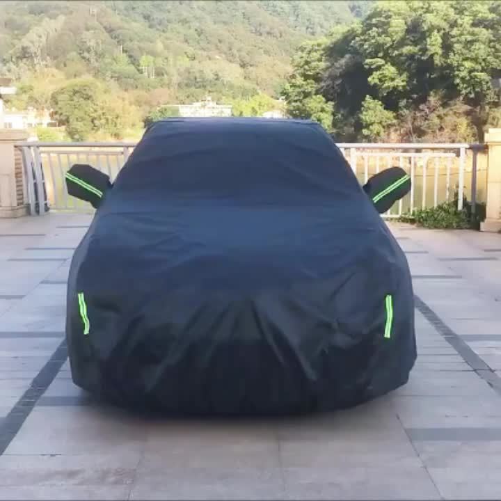 Outdoor Car Cover in Black 190T Oxford Cloth with Storage Bag, Four Length-Based Size Options for Compatible Cars and SUVs During Parked Vehicle Storage