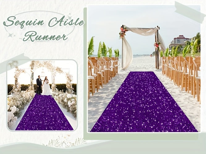 Wedding Aisle Runner with Sequin Styling, 4 x 15ft Ceremony Walkway Decoration in Nine Colors for Bridal Showers, Party Entrances and Wedding Celebrations