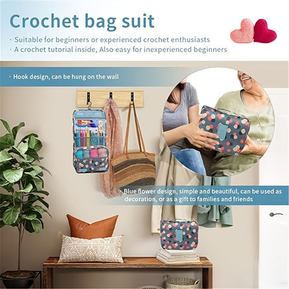 Multicolor Yarn Crochet Kit with Listed 130-Piece Set, Fabric Storage Bag, Hooks, Scissors, Needles and Stitch Markers for Creative DIY Projects and Handmade Gifts