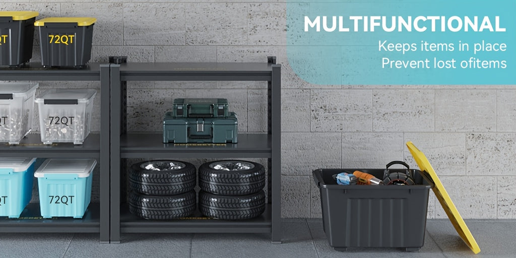 Rolling Storage Bins with Lids and Listed Stackable Plastic Design, 72QT Four or Six Pack and 97QT Four Pack Options in Four Colors for Household Organization