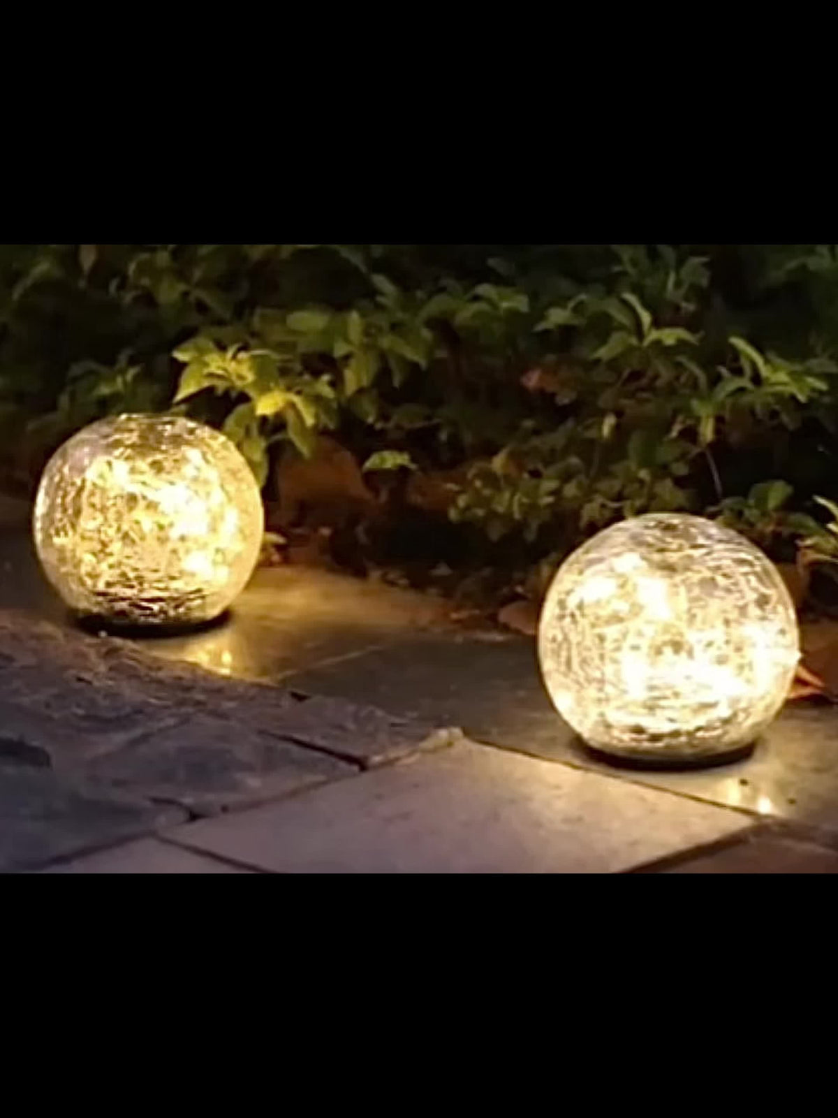 Solar Garden Ball Lights with Crackle Glass, Warm White LED Decorative Globes in 4 or 6 Piece Sets for Patio, Lawn and Outdoor Garden Decor