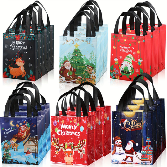 Reusable Fabric Christmas Gift Bags, 18-Piece Non-Woven Holiday Packaging Set with Handles in Two Size Options for Xmas Presents, New Year Gifts and Party Favors