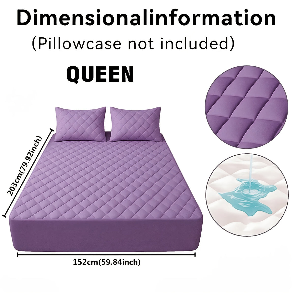 Fitted Mattress Protector with Listed 9–15 Inch Pocket Range, Single Solid-Color Bed Cover in Twin, Full, Queen and King Sizes with Nine Color Labels