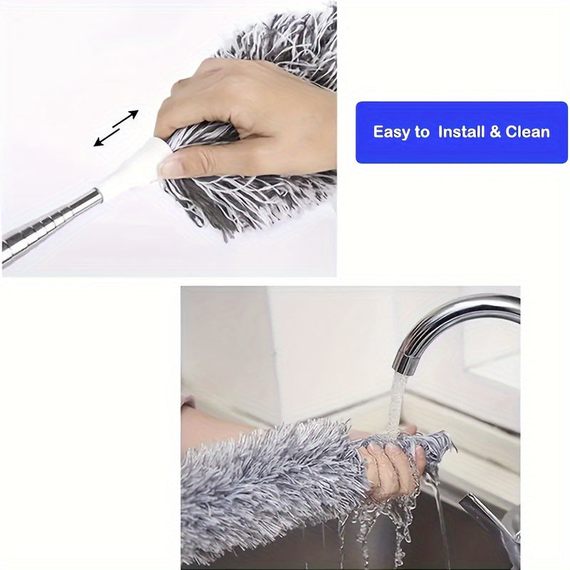 Retractable Ceiling Fan Duster with Bendable Head, Single Reusable Washable Dusting Brush in 55.12inch or 98.43inch Options for Furniture and Home Cleaning