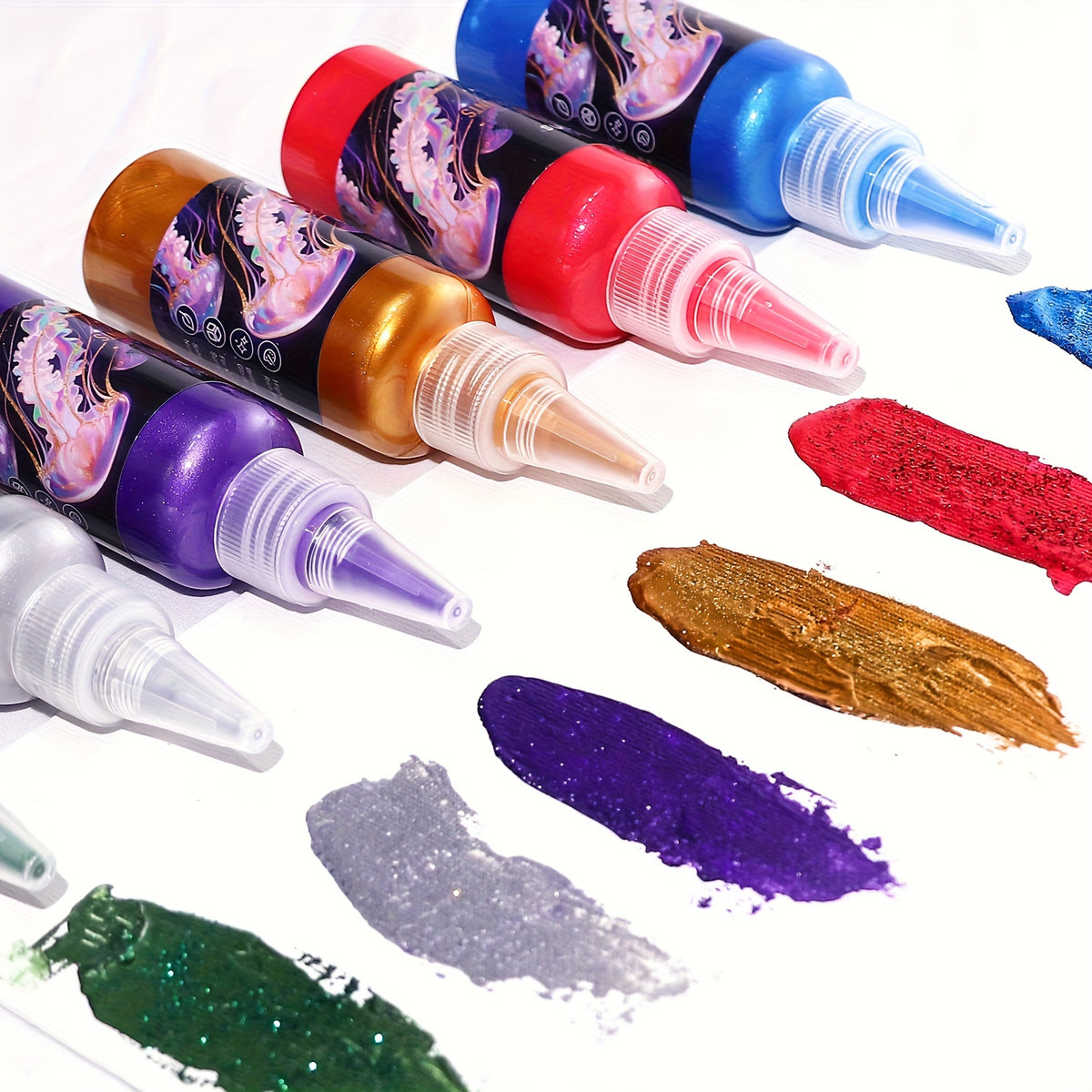 Pearlescent Acrylic Paint Set with Ten-Color Metallic or Upgraded Options, Listed 2.03oz Size for DIY Hand Painting, Decorative Art and Texture Craft Projects