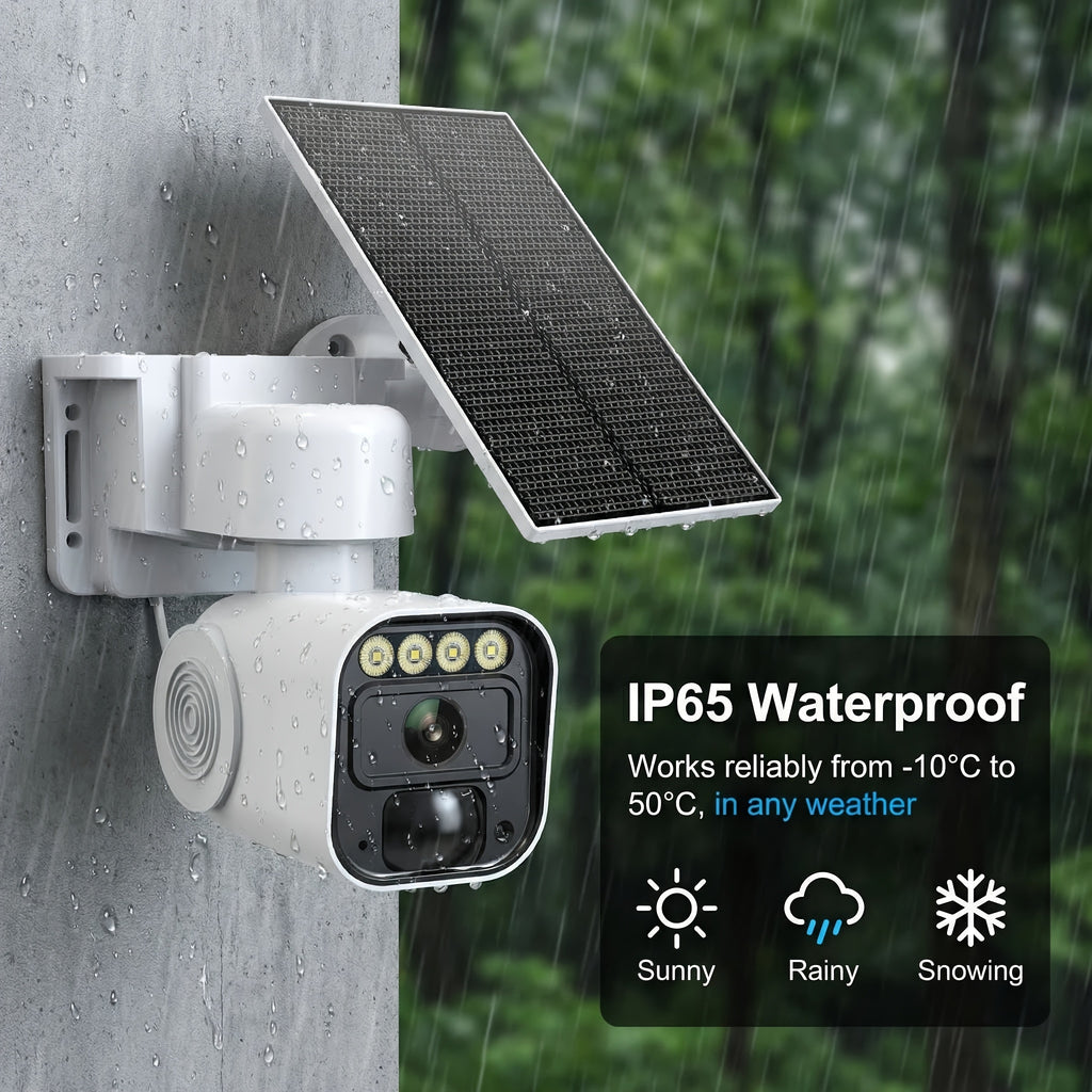 Cellular Solar Security Camera with Listed 4G LTE, 2K Imaging, Spotlight Siren and AI Detection, One-Piece No-WiFi Option with SD and Cloud Storage References