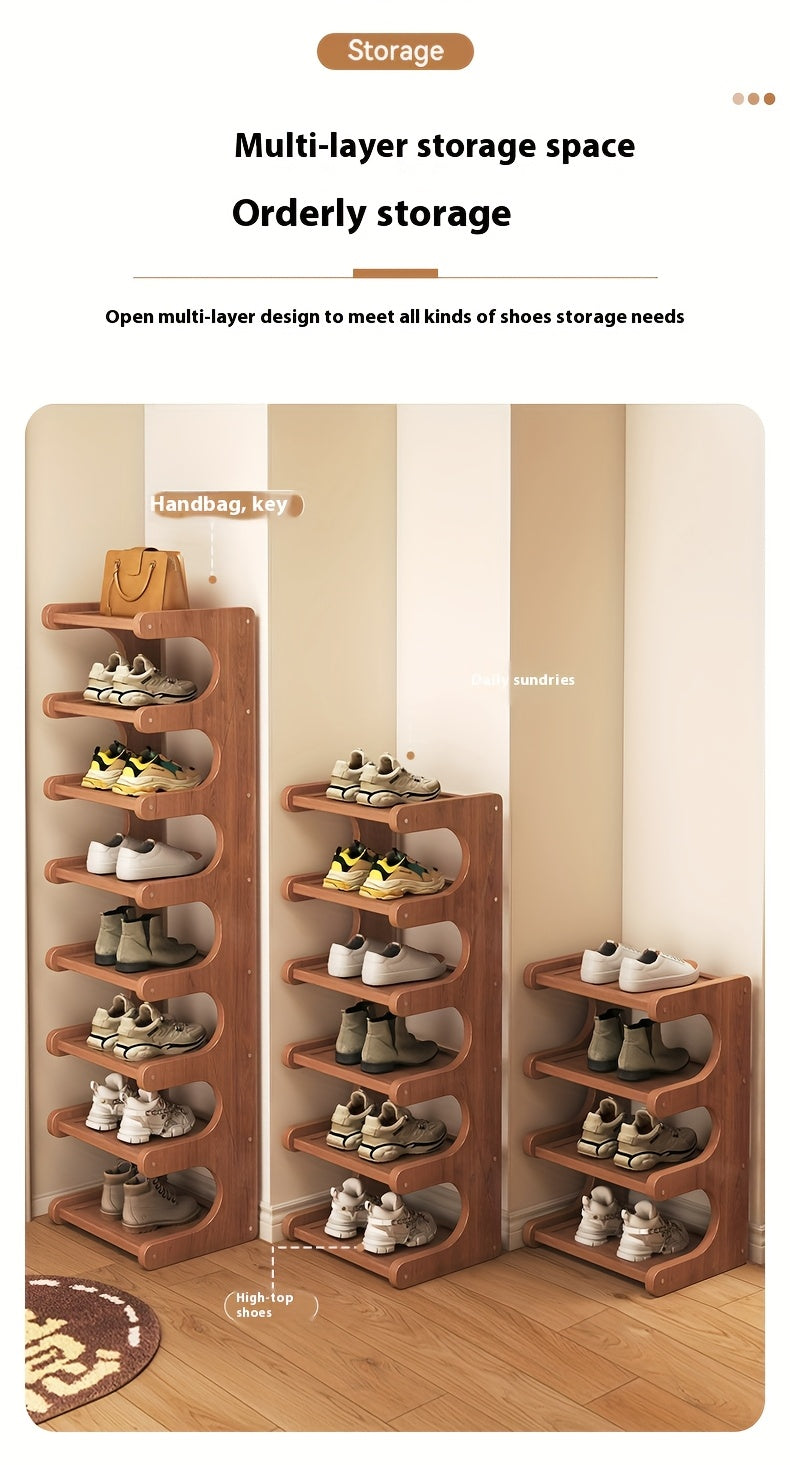 Bamboo Shoe Rack with 2, 4, 5, 6, 7 or 8 Layer Model Options, Multilayer Footwear Organizer for Narrow-Space Entryway, Bedroom and Household Storage