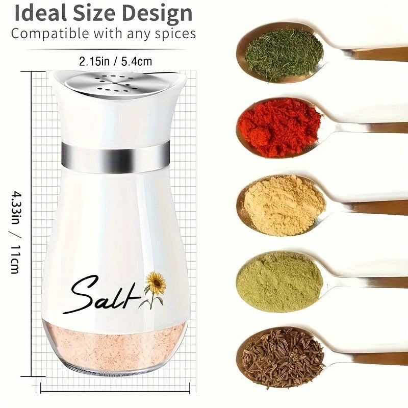 Salt and Pepper Shakers with Glass Bottoms and Stainless Steel Lids, Nine Color Set Options for Everyday Table Seasoning, Kitchen Dining, RV Meals and Barbecues