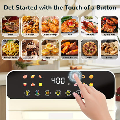 Air Fryer Oven with Listed 12-Quart Capacity, 12 One-Touch Presets, Viewing Window, Interior Light and Two Baking Pans in White or Black for Home Cooking