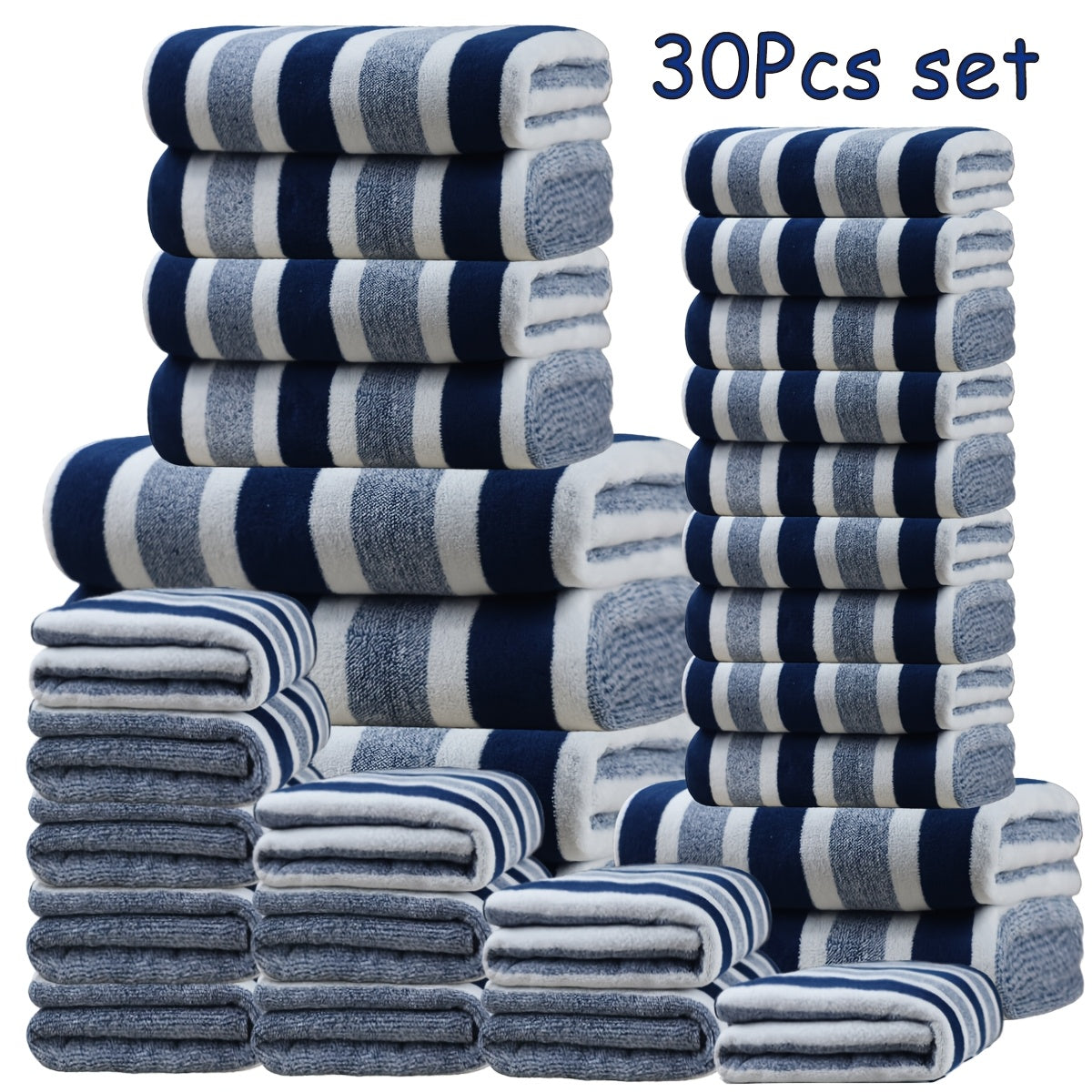 Bath Towel Set with Soft Coral Texture and Listed 30-Piece Quantity, Bright Red, Burgundy, Coffee Color or Purple Choices for Bathroom and Guest Room Routines