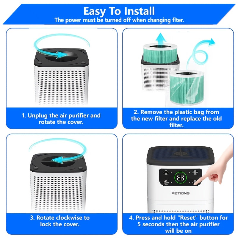 Compact H13 Air Purifier with Aromatherapy Pad, 3-Stage Filtration, Four Fan Speeds, Sleep Mode and Filter-Life Display for Bedroom and Home Office