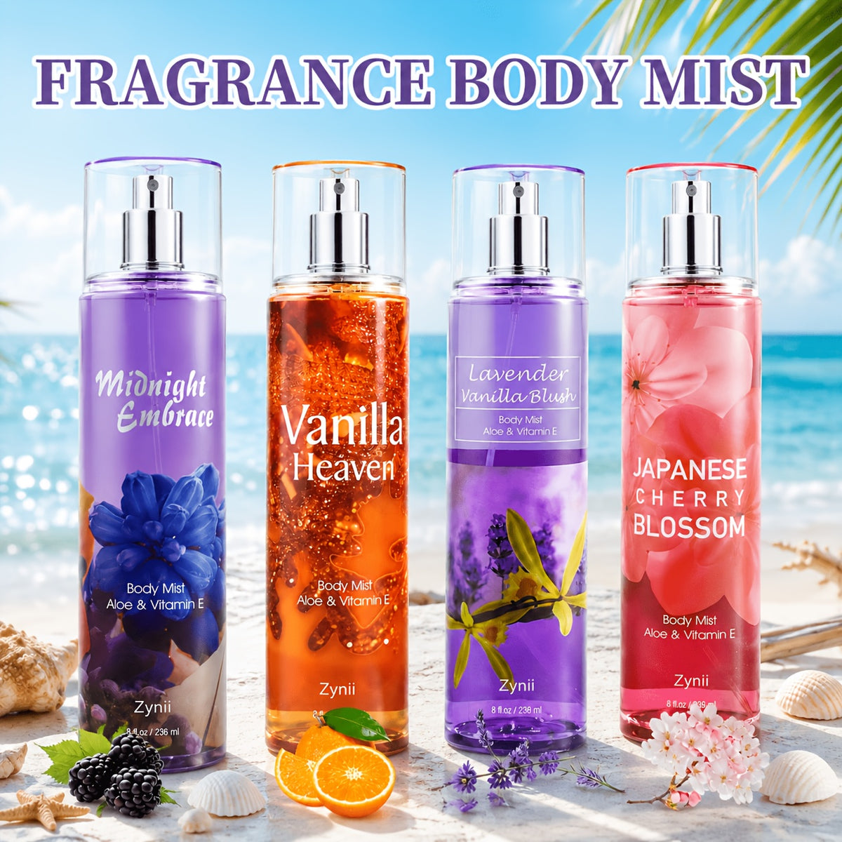 Women's Fragrance Mist for Hair and Body with Cool White Musk, Midnight Embrace and Cotton Candy Labels, Size and Upgraded Options for Daily Wear and Gifts
