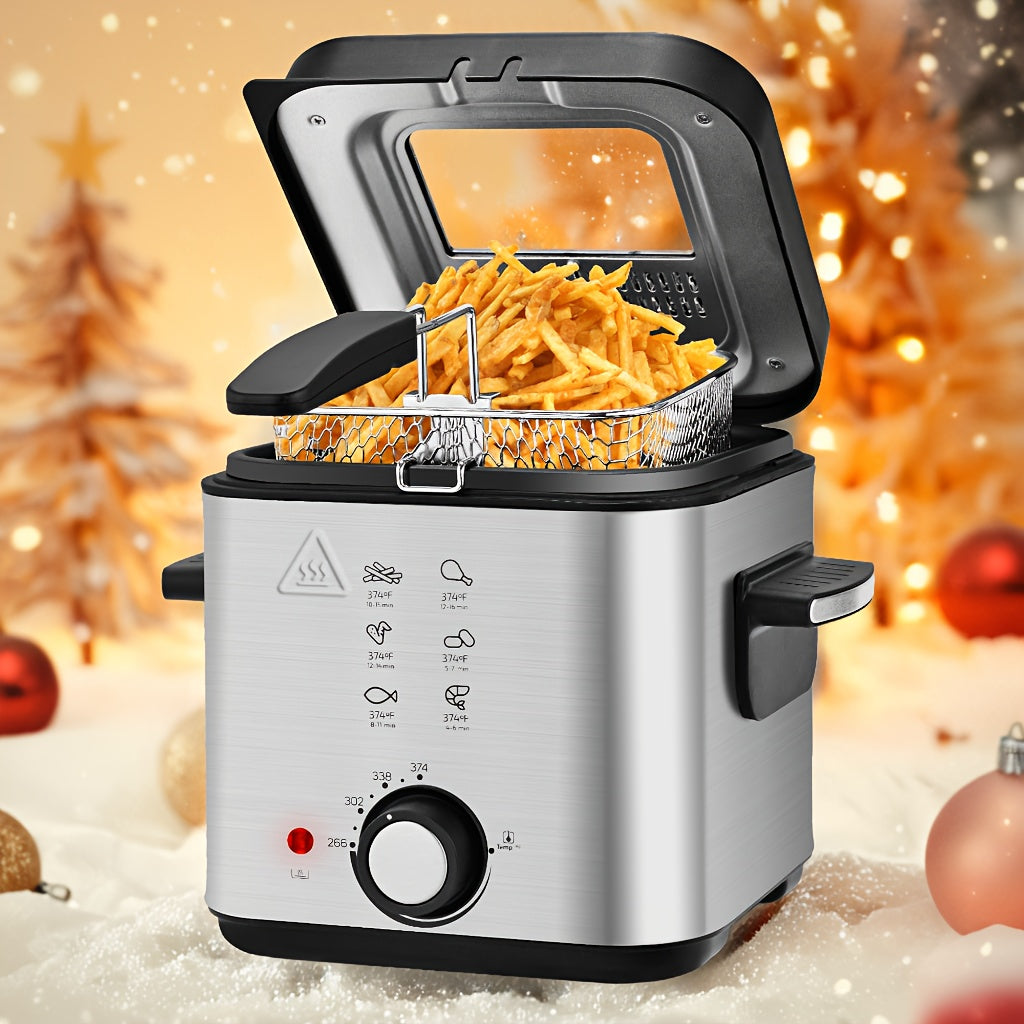 Temperature Control Deep Fryer by SUSTEAS with Basket and Listed 1500W Heating, Black Countertop Electric Fryer in 1.5L, 2.5L, 5L or 6L Home Kitchen Options
