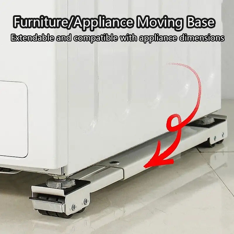 Adjustable Appliance Roller Base in Gray with Locking Casters and Expandable Stand, Two-Piece 24-Wheel or Four-Piece 48-Wheel Options for Home Moving