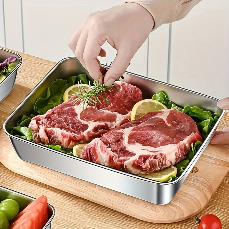Stainless Steel Leftover Containers, Listed 3-Piece Reusable Food Storage Selection with Stackable Design for Everyday Kitchen and Refrigerator Organization