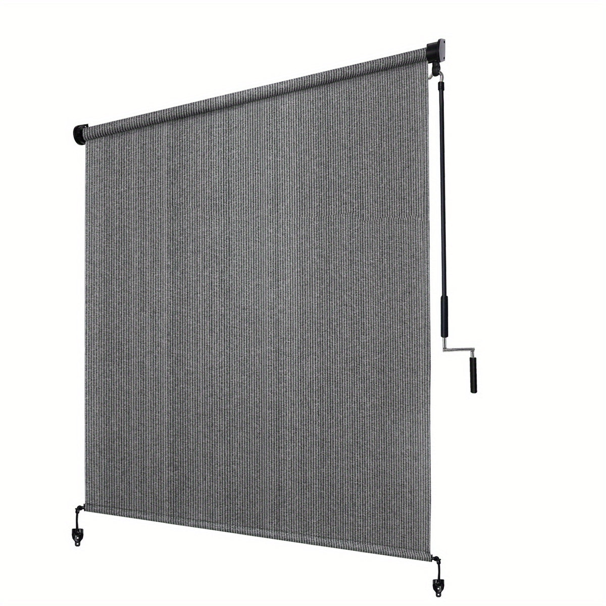 Cordless Patio Roller Shade with One-Piece Fabric and Spliced Pole Design for 6ft, 7ft and 8ft Widths, Gray, Mocha or Coffee Brown Outdoor Roll Up Blind Options