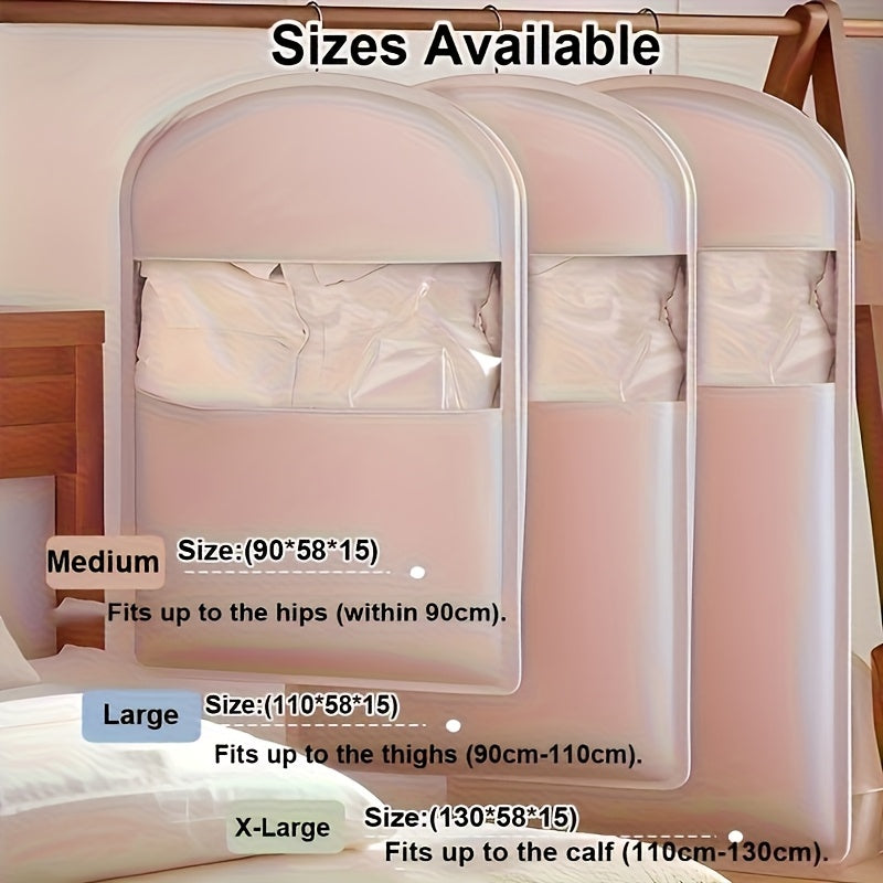 Hanging Compression Garment Storage Bags with Listed See-Through Design and Zipper, Small, Medium or Large Labels in Beige or Pink for Winter Wardrobe Organization