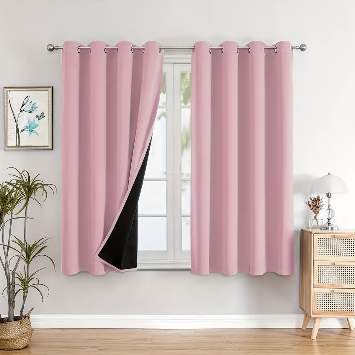 Blackout Curtains with Grommet Top in a Two-Panel Set, Five Color Choices and Seven Size Options for Bedroom, Living Room and Dining Room Window Styling