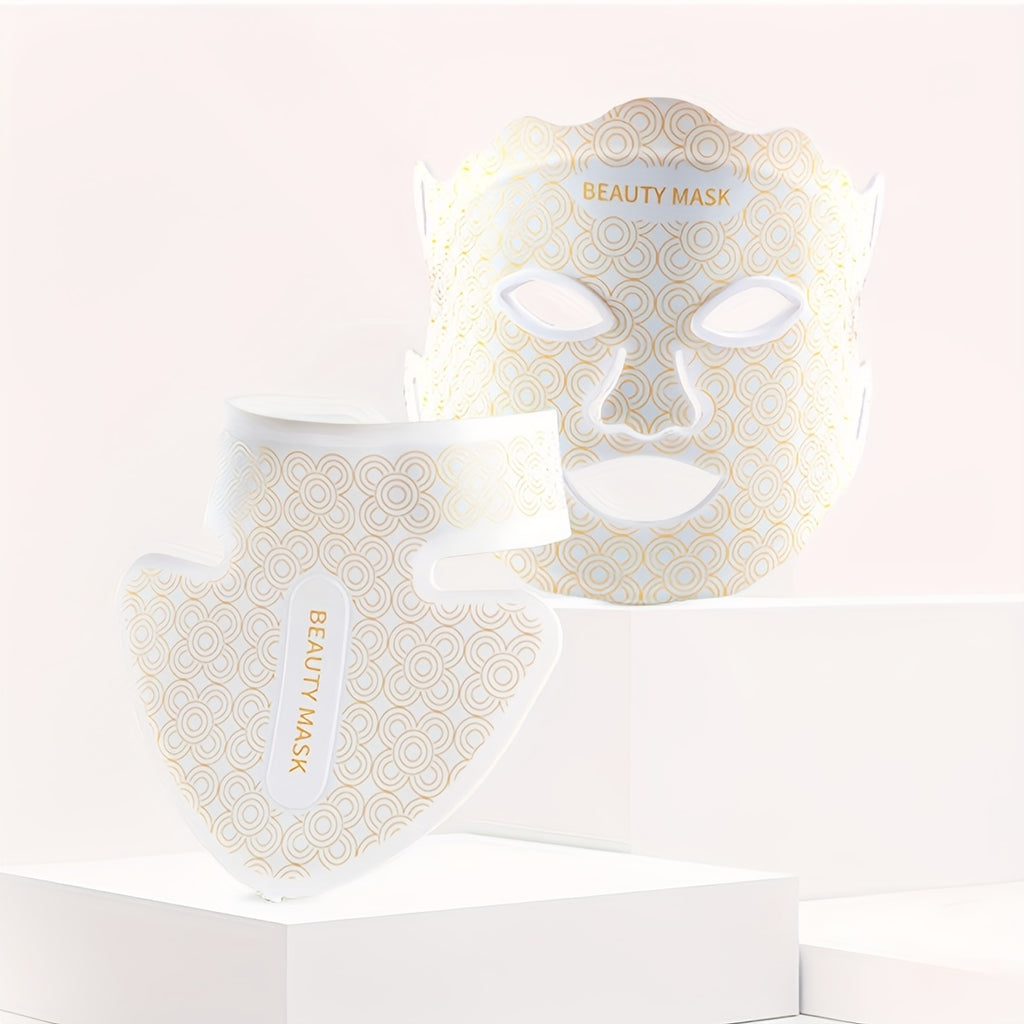 Soft Silicone LED Red Light Mask with Remote Color, Brightness and Time Controls, Listed 650nm and 850nm Wavelengths for Face, Neck and Chest Beauty Routines
