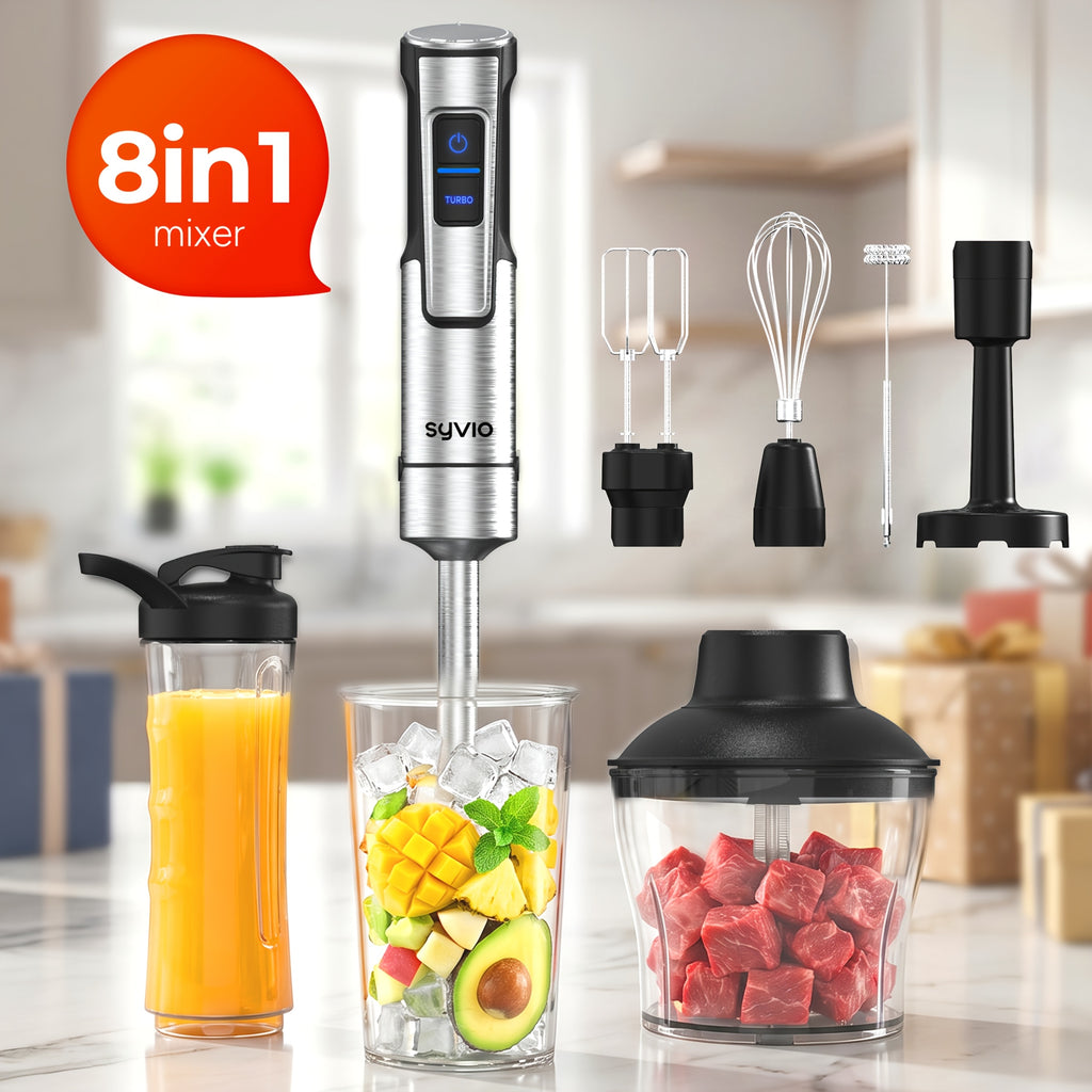 16-Speed Immersion Blender with Listed Max 1000W Motor, Stainless Steel Blade and 5-in-1 or 8-in-1 Model Options for Everyday Home Kitchen Food Preparation