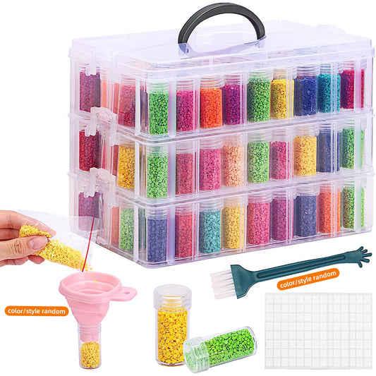 150-Slot Diamond Painting Storage Box by Whonline with Three-Tier Stackable Design, Portable Organizer for Diamond Art Drills, Jewelry Beads and Home Craft Supplies