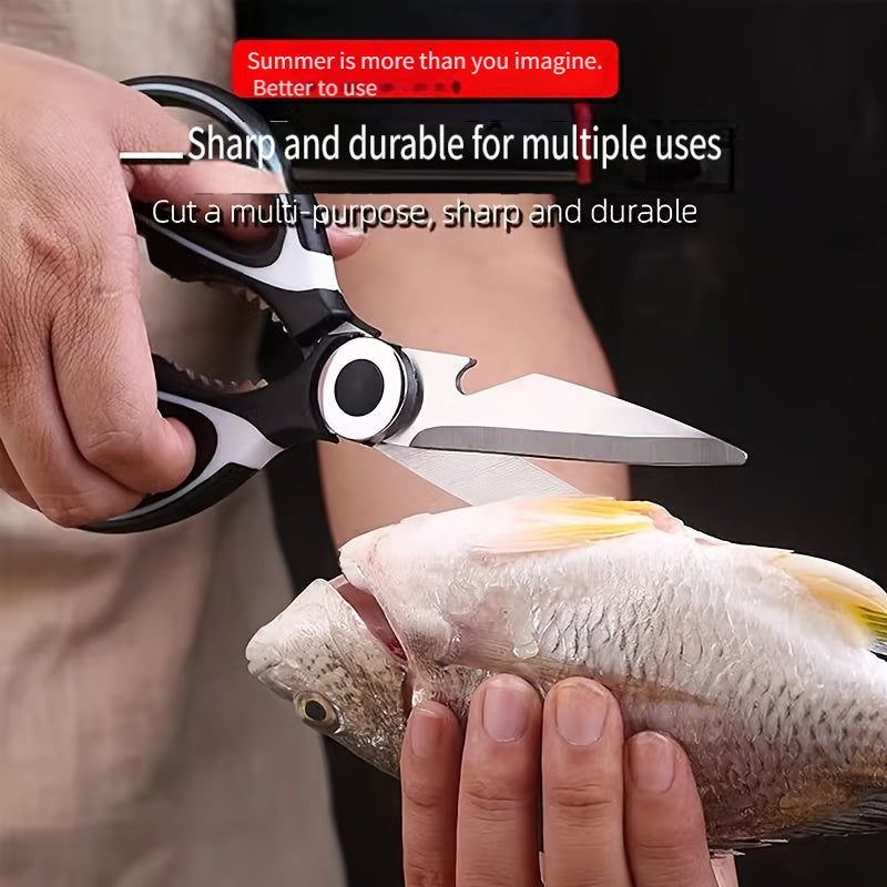 Multifunctional Poultry Shears with Stainless Steel Blades and Ergonomic Handle, Single Pair of Kitchen Scissors for Chicken, Duck, Fish and BBQ Meal Preparation
