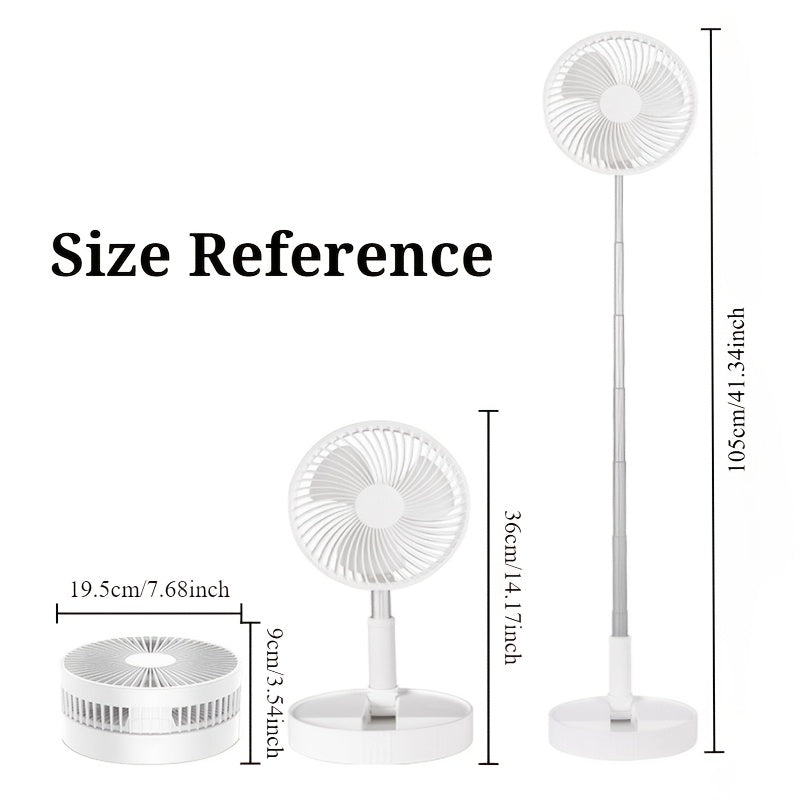 Folding Rechargeable Fan with Remote Control, 3600mAh Telescopic Portable Fan with 4 Speeds, USB Charging and 7-Color Ambient Light, Low Noise Expandable Battery Fan for Home, Office, Travel, Camping, RV and Dorm